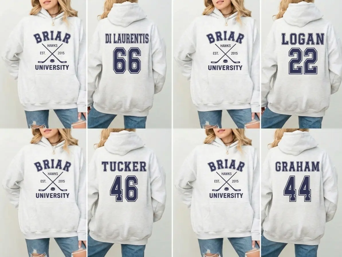 Gildan Unisex Briar Hockey Crewneck Hoodie, Off-Campus, Hockey Romance, Campus Hockey, Briar U Hoodie, University Hockey, Graham, Di Laurentis, Logan, Tucker, Full Size Options
