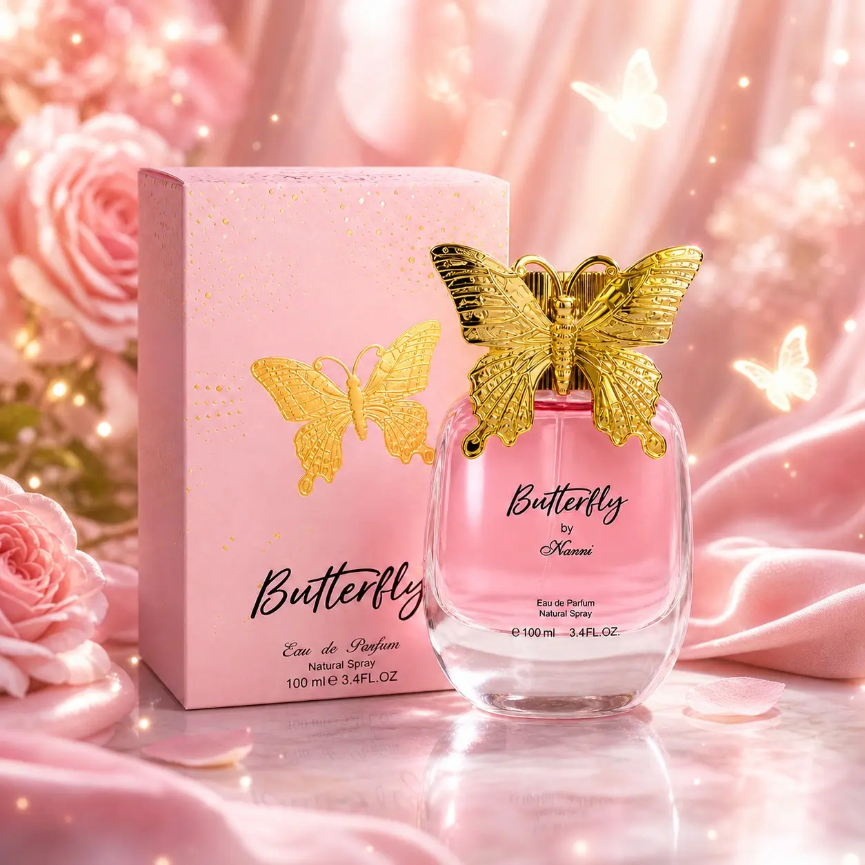 Butterfly Blossom Perfume, Floral Fruity Vanilla, Sweet Dragon Fruit & Silky Vanilla, Tropical Flowers Scent, Elegant Gift for Women, Free Hand Sanitizer Included