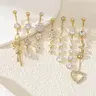 Women's Elegant Rhinestone Flower and Heart Belly Rings, Exquisite Trendy Belly-Piercing Jewelry for Party and Everyday Wear, Fashion Body Jewelry, Body Jewellery