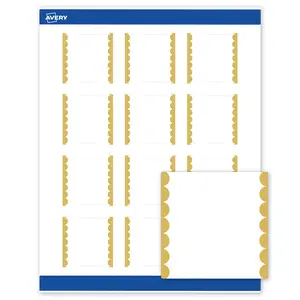 Avery Printable Square Labels, 2" x 2", Matte White, Pre-printed Gold Dots Edge Design, Sure Feed Technology, Laser & Inkjet Compatible, 240 Total, Great for Product Merchandising