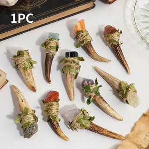 Mini Natural Gemstone Rose Quartz & Amethyst Crystal Scepter, Witch Magic Wand for Kids, Creative Play, Halloween Decoration, Christmas Gift, Intuitively Chosen Crystals