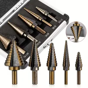 5pcs Hss Cobalt Step Drill Bit Set, Coated Multi-Hole 50 Sizes, High-Speed Drills for Metal & Wood, Includes Storage Bag, Drill Bits Set