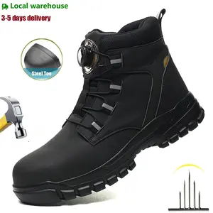 Fashion Men Boots Safety Shoes Slip-resistant and wear-resistant Work Shoes High Top Protective Safety Boots Man Indestructible Shoes