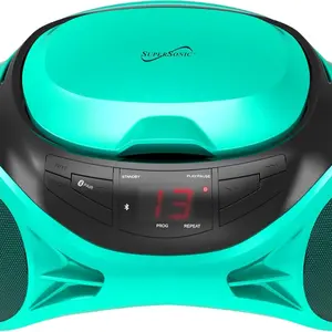 Supersonic SC-726BT Portable CD Player AM/FM Radio Bluetooth LED AC/DC Teal