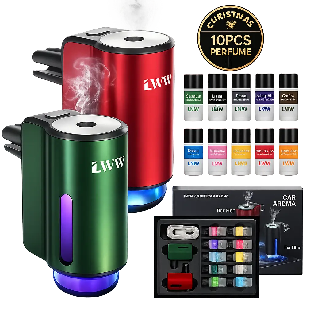 LWW Smart Car Air Freshener Diffuser 3-in-1 USB Powered Rechargeable with LED 3-Level Intensity Control & 10 x 10ml French Oils for Enhanced Woody Fruity Aromatic Scent LWW Smart Car Air Freshener Diffuser 3-in-1 USB Powered Rechargeable with LED 3-Level Intensity Control & 10 x 10ml French Oils for Enhanced Woody Fruity Aromatic Scent