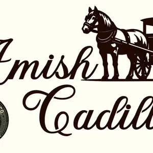 Customizable Amish-Themed Cadillac Car Window Decal, Automotive Exterior Accessory 10 x 6 inches