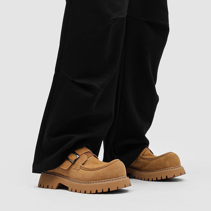 Men's Retro Platform Moccasins Simple Buckle Flattering Silhouette Street Fashion