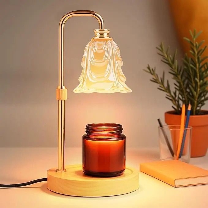 Electric Candle Warmer Lamp with Timer, Adjustable Dimmer, 5 Brightness Settings, Anti-Glare Feature - Fragrance Jar Candle Holder for Home Decor, Ideal Gift (Home Supplies)