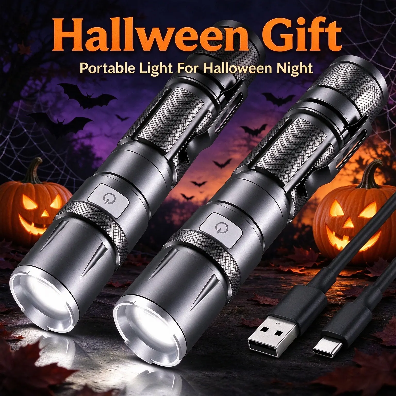 Mini rechargeable flashlight, high-lumen small flashlight, powerful pocket flashlight with clip, 5 modes, suitable for home, hiking, emergencies, Christmas and Halloween gifts