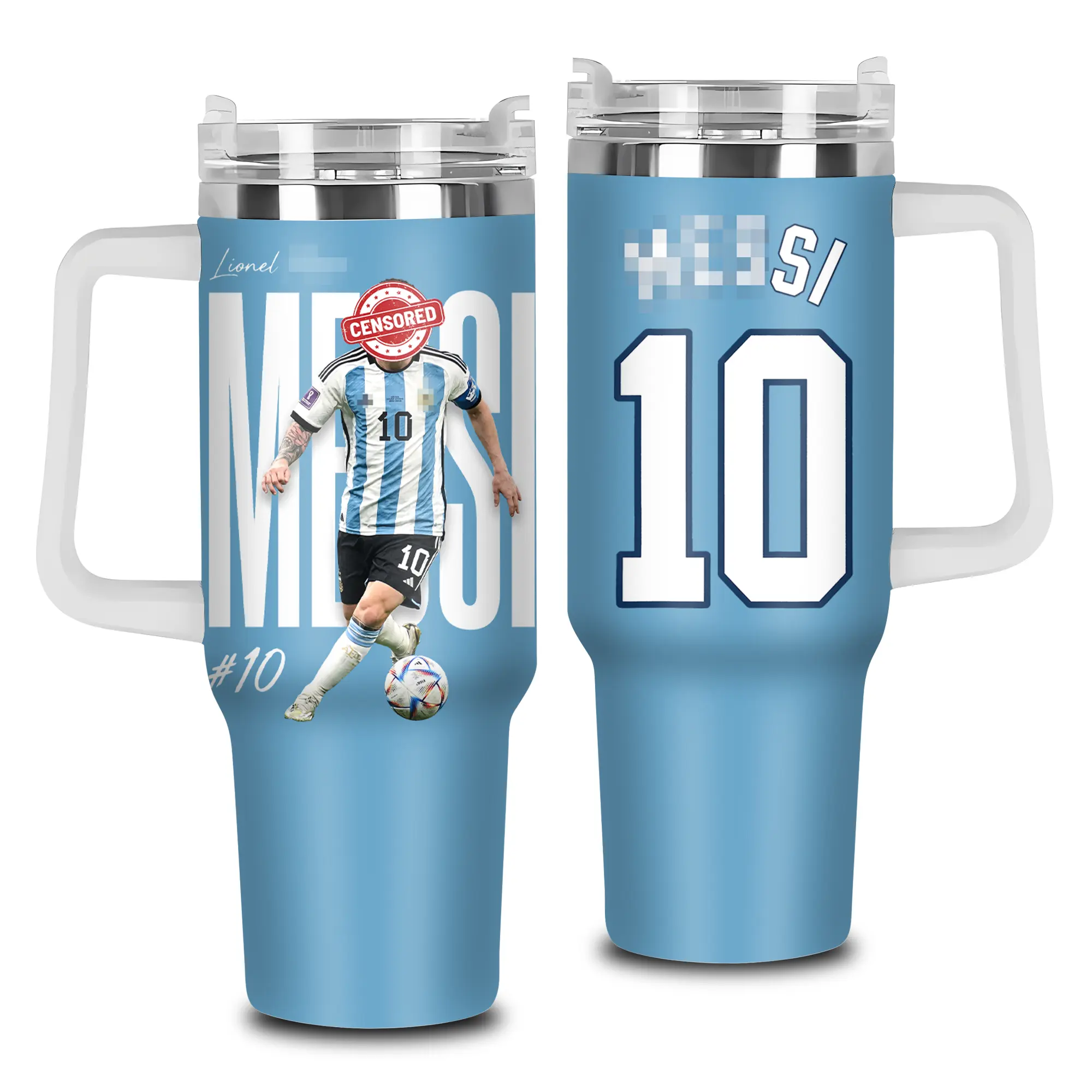 [Elysian Sip] M10 "GOAT" Soccer Legend Vintage Football Aesthetic 40oz & 20oz Stainless Steel Tumbler with Handle – Messi Fan Insulated Mug V8, GOAT Style Cup, Retro Game Day Design, Leakproof Travel Gift.