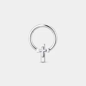 Oufer 16G 8MM Stainless Steel Cross Hinged Segment Septum Ring