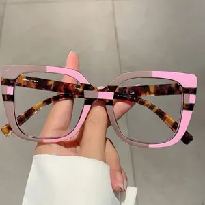 Tortoiseshell Pink Glasses with Square Frame and Pink Accents for Women