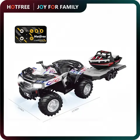 Hotfree Mini RC Monster Truck, Metal ATV Quad Bike, Remote Control Beach Motorcycle with Trailer, 2.4GHz High-Speed Off-Road Sand Rider Toy for Kids & Adults, 3-Speed Adjustable, USB Rechargeable, Fun Birthday Christmas Gift