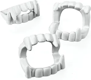 White Plastic Halloween Vampire Teeth - 24 Pieces, 4T