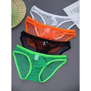 4pcs Transparent Fishnet Sexy Men's Seductive Thong Briefs