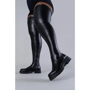 AZALEA WANG SURGICAL FLATFORM BOOT WITH 4 WAY STRETCH IN STRETCH PU AZALEA WANG SURGICAL FLATFORM BOOT WITH 4 WAY STRETCH IN STRETCH PU