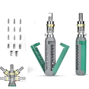 14-in-1 Ratcheting 180° Adjustable Screwdriver Set with Magnetic Tip,180° Adjustable Angle Phillips/Flathead/Torx/Square/Hex Screwdriver Set Repair Tool,Easy Foldable for Home,Office,and DIY Projects