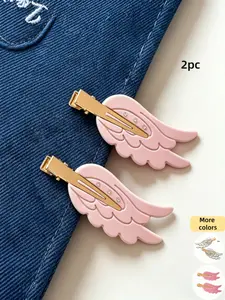 2pc Cute Angel Wings Hair Clips, Sweet Acetate Flat Hair Clips, Invisible Duckbill Clip, Women and Girls' Sweet Hair Accessories, Hair Clip Set, Flat Clips for Hair