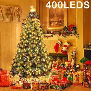 400 LED Christmas Tree Lights Warm Color, 2m/3m Round Top Light, 16 Strings USB Powered with Timer, Perfect for Wedding Home Party Decorations