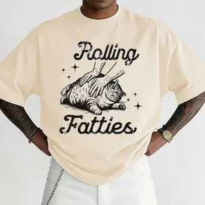 Cat T-shirts - Men's T-shirts, Fun Cat T-shirts, Gifts for Cat Lovers, Cat Emoji T-shirts, Trendy T-shirts, Cat Dad T-shirts - Chubby Cat T-shirts, Men's Fashion, Printed T-shirts, Retro Cotton Clothing, Cute Style Clothing