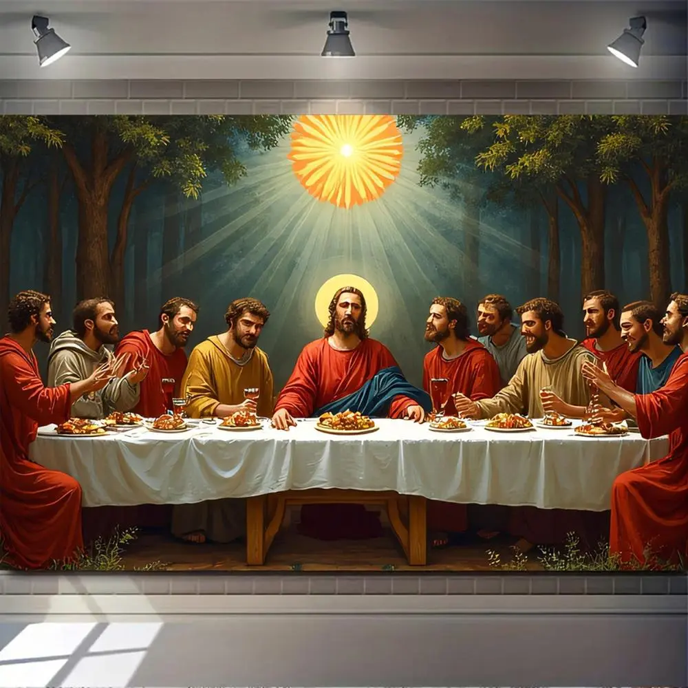 1 PC Polyester Religious Cross Print 2D Flat God Tapestry - Large, Artistic, Stylish, Modern Religious Wall Hanging for Indoor Interior Decoration