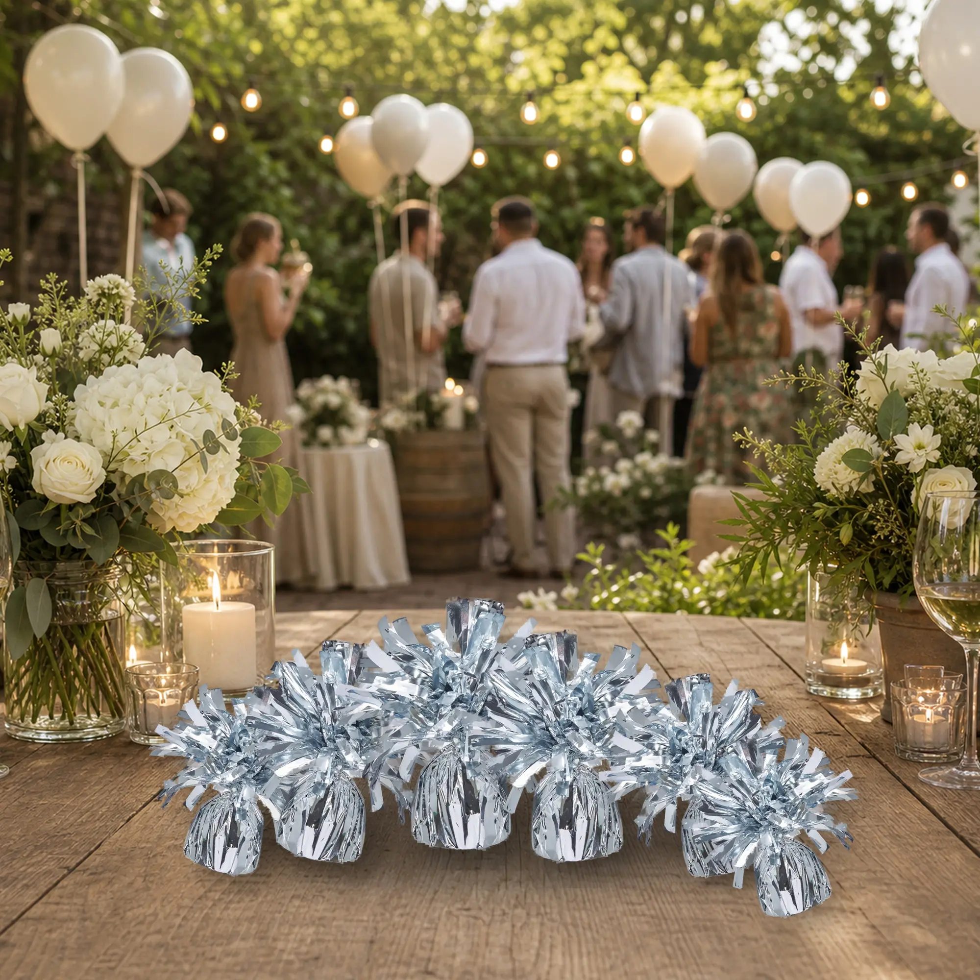 Chrome Silver Balloon Weights Set of 6