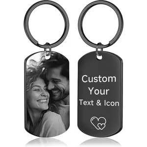 Custom Keychain with Picture - Personalized Photo or Text Keychains, Customized Gifts for Men Dad Boyfriend