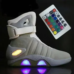 Design shoes Back to the Future  LED luminous color changing lamp sneaker Velcro strap Cannot automatically tie shoelaces real shoes Comes with charger high-tops birthday present