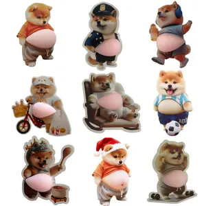 9pcs Creative Decorative Stickers, 3D Dog Belly Stickers, Cute Puppy Collection, Printed Cut-And-Paste Decoration, Scrapbook Accessories