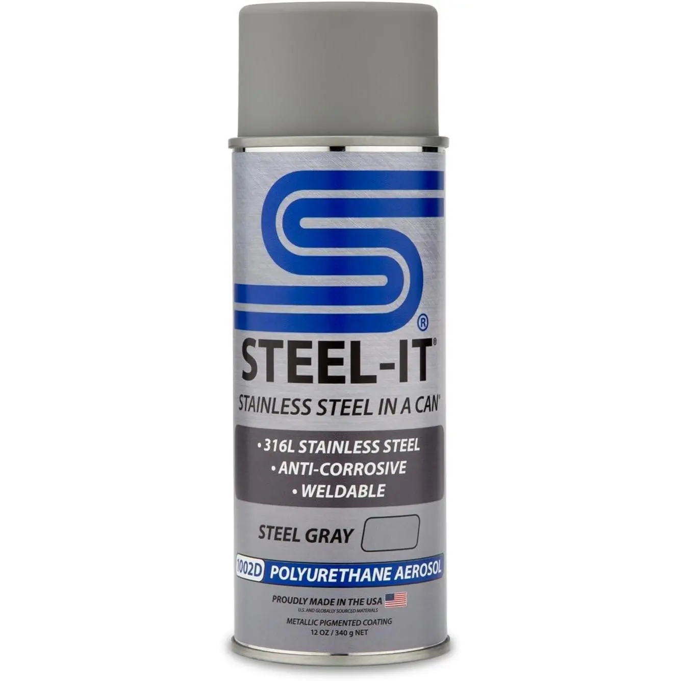 Steel-It 1002D Polyurethane Aerosol, Industrial Paint Coatings, Weldable, Easy to Apply - Steel Gray