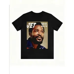 LWG-Vintage Marvin Gaye Graphic Print T-Shirt, Casual Style, Soft Fabric, Daily Wear, Retro Music Inspired Design, Unisex Fashion Piece