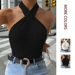 Aria Muse 2026 Summer New Women's Sexy Off-the-shoulder Wavy Plain Color Camisole