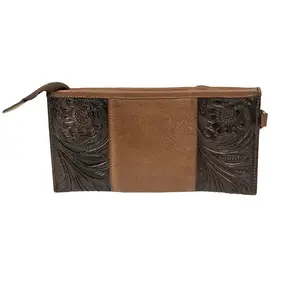 STS Ranchwear Women's Boho Cowgirl Leather Clutch - Western Tooled Wristlet Wallet, Evening Accessory