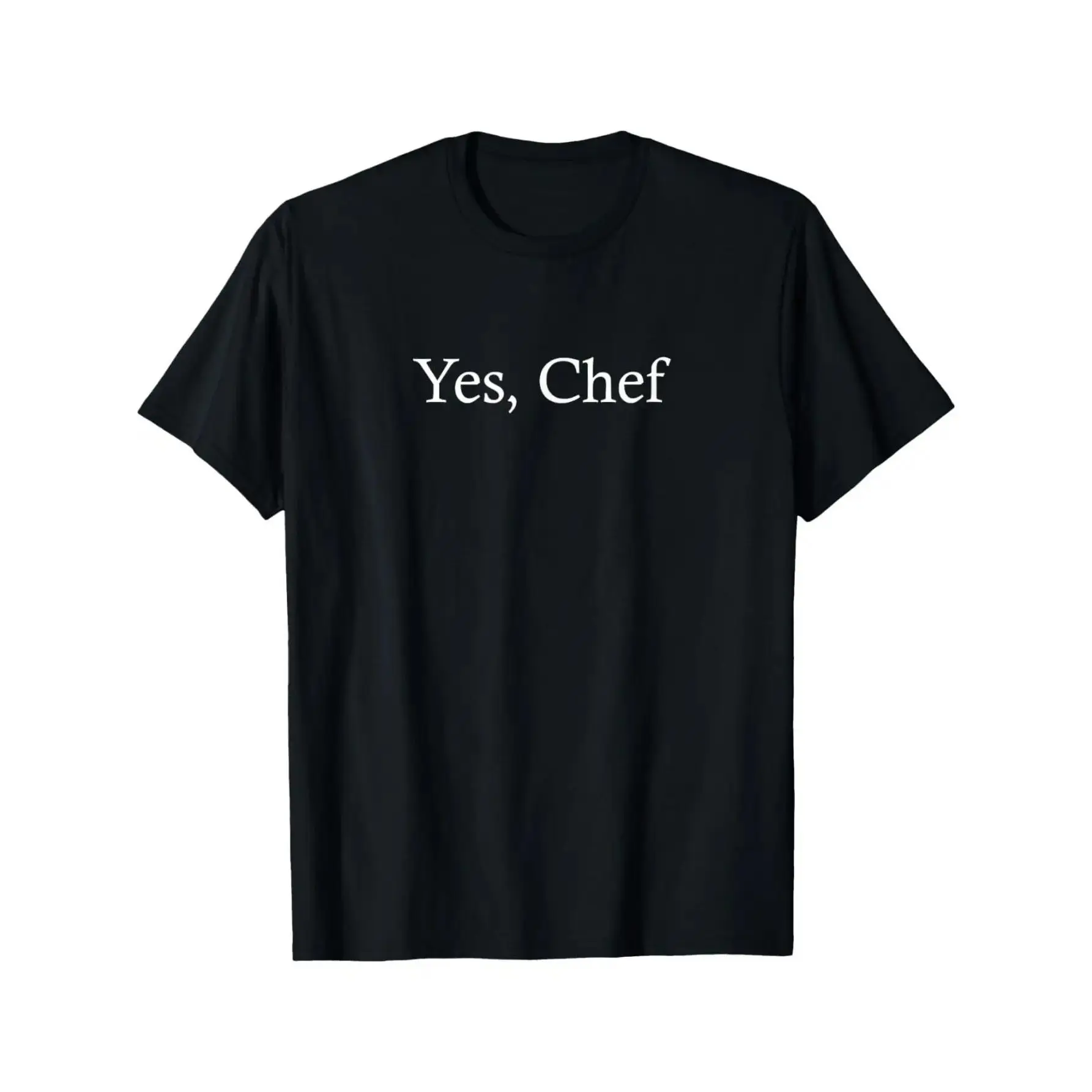 Men's "Yes, Chef" Graphic Black T-Shirt - Relaxed Fit Casual Tee for Cooking Enthusiasts & Culinary Professionals, Soft Breathable Fabric, All-Season Comfort, Hand Wash Only, Chef Apparel, Chef Themed Shirt, Durable  double graphic tee Crewneck Tshirt