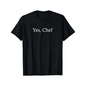 Men's "Yes, Chef" Graphic Black T-Shirt - Relaxed Fit Casual Tee for Cooking Enthusiasts & Culinary Professionals, Soft Breathable Fabric, All-Season Comfort, Hand Wash Only, Chef Apparel, Chef Themed Shirt, Durable  double graphic tee
