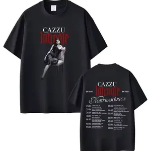 Cazzu Latinaje 2026 Tour T-Shirt, Latin Trap Hip Hop Aesthetic Dark Gothic Streetwear Style Graphic Tee, Unisex Concert Outfit for Music Fans Festival Lovers, Oversized Cotton Summer Casual Short Sleeve Shirt J