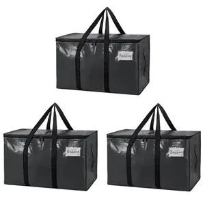 Large Moving Bags, 3 Pack Black Heavy Duty Totes For Storagewith Visible Labels, Wrap Around Handles, Storage Bags for Space Saving, Change of seasons Alternative to Moving Boxes Back to school season mothersdaygift