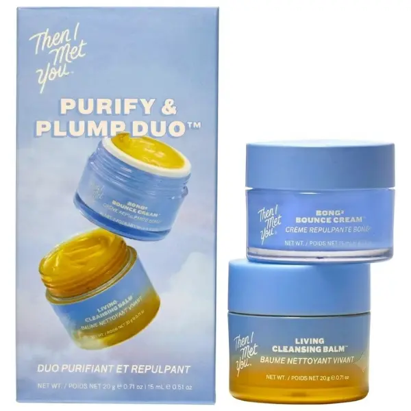 Then I Met You Purify & Plump Duo Travel Size Cleansing Balm and Face Moisturizer Skincare Set for Hydrated Glowing Skin Korean Skincare Ginseng