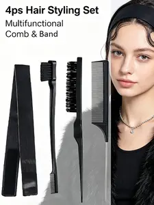 4-Piece Wigs Extension Styling Kit, Includes Comb & Elastic Hairband, Essential Tools for Wig Extensions, Perfect for DIY Hairstyles