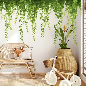 Fresh Vibes Only! Spring Green Vine Window Stickers. Removable & reusable decals for instant decor. Easy peel & stick, no damage! Perfect for living room & office.