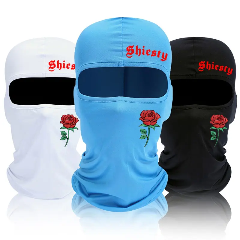 Rose Print Balaclava Headwear Full Face Mask, Summer Cooling Neck Gaiter, Motorcycle Ski Scarf for Men Women, Fashion Accessories for Outdoor Cycling, Protective Gear, Motorcycle Bandana