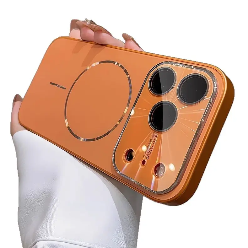 iP17ProMax/Air Phone Case 16/15/14/13 Laser Crystal Lens Electroplated Edge Magnetic High Definition Lens Film Anti-Scratch Shockproof Anti-Drop Anti-Fingerprint Smartphone Protective Cover