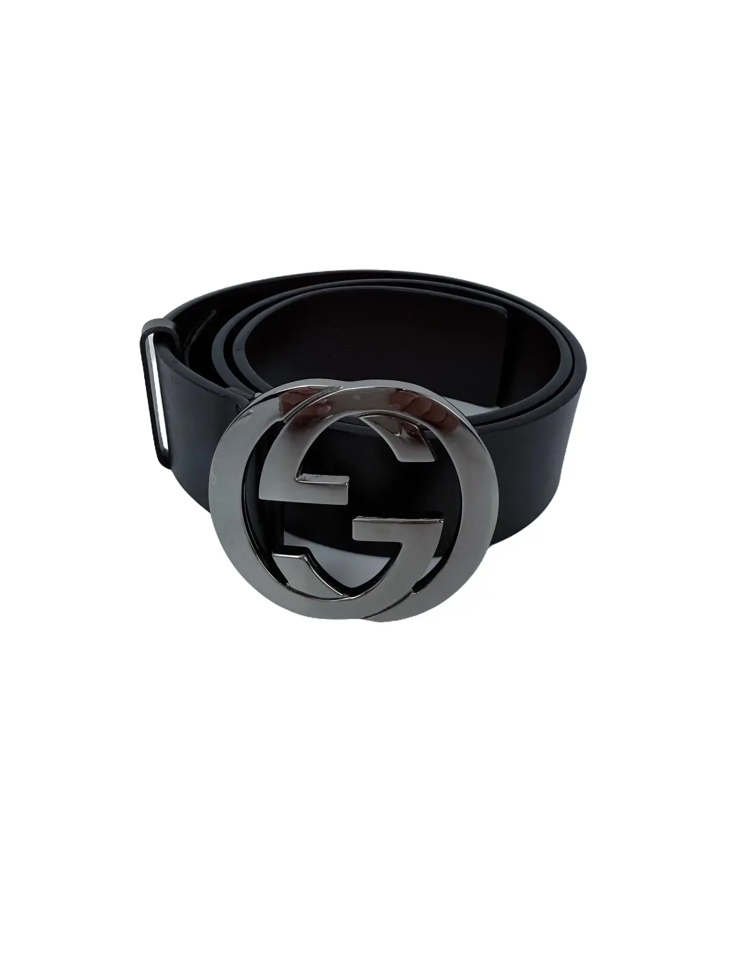 Pre-owned Gucci Interlocking GG Buckle Dark Brown Leather Belt Size 75