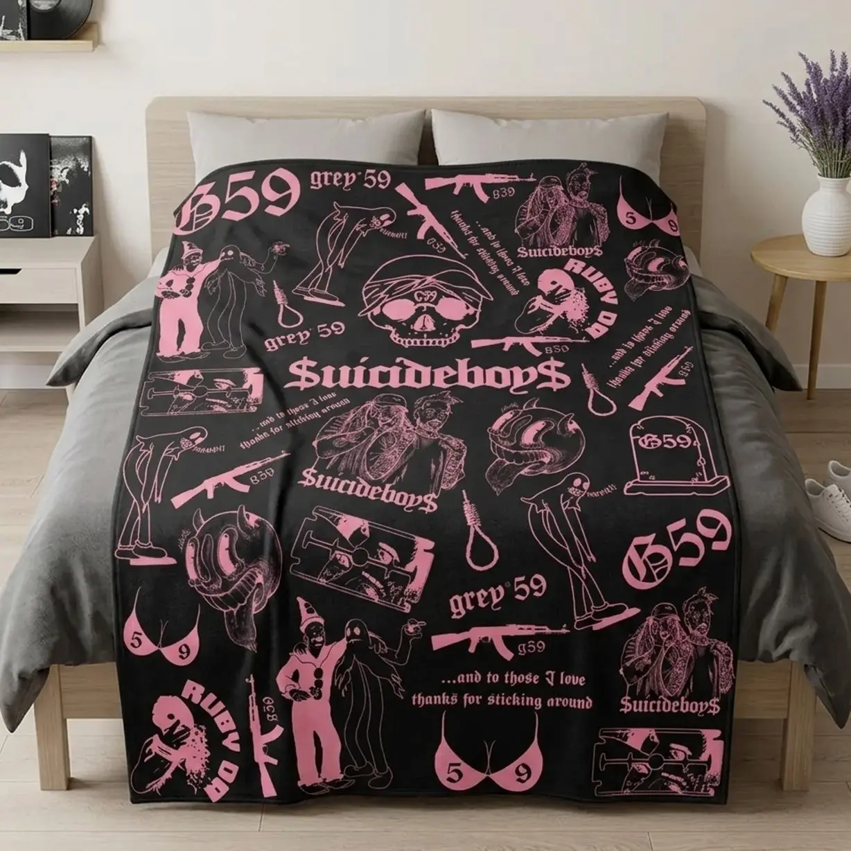 5uicideboys G.59 Grey 59 Soft Fleece Throw Blanket -  Rap Music Room Decor