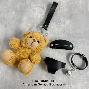 ThatDripTho Masked Bear Keychain with Bell – Cute Edgy Plush Bag Charm