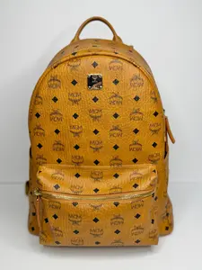 Pre-owned MCM leather Backpacks backpack in the signature cognac Visetos monogram print