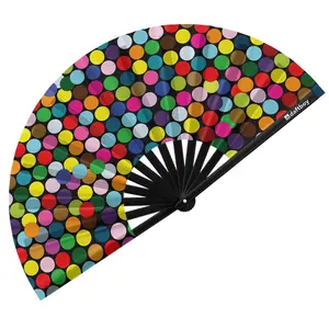 Confetti Rave Bamboo Folding Hand Fan / Clack Fan - Large