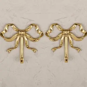 Elegant Brass Hooks for Home Kitchen Bathroom Wall Mount, Decorative Organizer Accessories, Durable & Stylish Design, Wall Mount Compatible