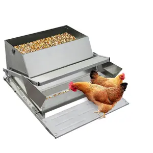 GAOMON Automatic Chicken Treadle Feeder, 27 LB Large Galvanized Steel Poultry Feeder, Outdoor Use, No Waste, 10 Chickens for 11 Days, Metal Chicken Feeder Kit Suits Duck, Bantams, Pheasants