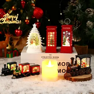 Christmas Lights Set - Train (Water-filled/Standard/Lighted), Telephone Booth, Christmas Tree, Candles, LED Ornaments | Essential Holiday Home and Party Decorations (Multiple Styles)